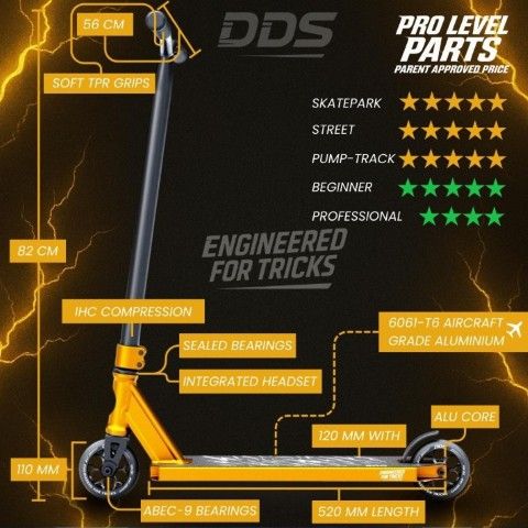 DDS Stunt Scooter Gold Black